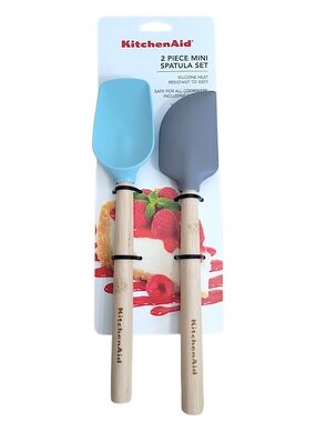KitchenAid 2-Piece Mini Silicone Spatula Set - Blue & Gray